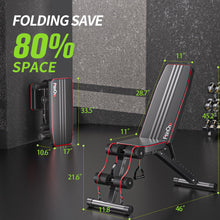 Load image into Gallery viewer, FitinOne Adjustableb Weight Bench for Home Gym, Foldable Bench Press for Full Body Workout, 660 lbs Incline Decline Bench with Fast Folding
