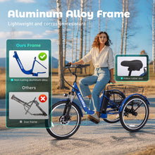 Load image into Gallery viewer, 500W Electric Tricycle for Adults – 24&quot; 7-Speed Compact Commuter Trike with Hydraulic Disc Brakes, Multi-Shock Suspension
