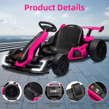 Load image into Gallery viewer, 24V Kids Go Kart,300W Powerful Electric Drift Kart Car with Adjustable Seat, Brake Pedal for Age 6-12,Rose
