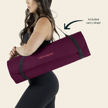 Load image into Gallery viewer, Retrospec Solana Yoga Mat 1" Thick w/Nylon Strap for Men &amp; Women - Non Slip Exercise Mat for Home Yoga, Pilates, Stretching, Floor &amp; Fitness Workouts - Boysenberry
