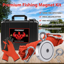 Load image into Gallery viewer, FINDMAG 1725 LBS Fishing Magnet Kit, 3.7 Inch Neodymium Fishing Magnet
