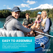 Load image into Gallery viewer, Intex Excursion 4-Person Inflatable Fishing Boat River Raft Set with Oars

