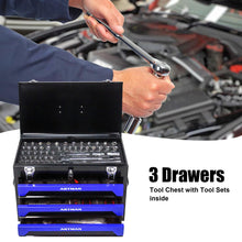 Load image into Gallery viewer, ASKVDL 439PCS Tool Set with 20 Inch Portable 3 Drawer Steel Toolbox Black Blue
