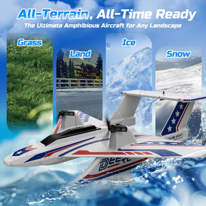 3CH Amphibious RC Plane for Water, Land & Air, Remote Control Airplane Flying Boat Toys,2.4GHz 6-axis Gyro Stabilizer