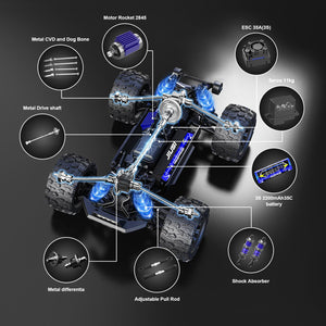 1/14 Brushless RC Trucks for Adults, Max 50mph 4WD Waterproof Off-Road Truck and 20W Fast Charging System