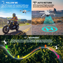 Load image into Gallery viewer, F28 2K Camera Drone for Adults, GPS Auto Follow, Foldable FPV Drone with One-Button Return, Orbit, Waypoint, Selfie Mode, 26 Min Flight Time
