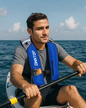 Load image into Gallery viewer, Owntop Automatic Inflatable Swim Vest for Adults, Highly Visible Manual Swim Jacket with 24g CO2 Cartridge, Low Profile for Kayak, Fishing, Paddle Sports, Blue
