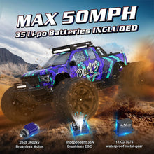 Load image into Gallery viewer, 1/14 Brushless RC Trucks for Adults, Max 50mph 4WD Waterproof Off-Road Truck and 20W Fast Charging System
