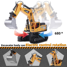 Load image into Gallery viewer, Remote Control Excavator Construction Toys for Boys, 16 Channel RC Engineering Vehicle with Metal Shovel &amp; Light, 2.4G 1/16 Scale
