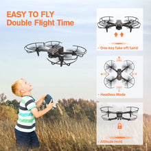 Load image into Gallery viewer, AVIALOGIC Mini Drone with Camera for Kids, Remote Control Helicopter Toys Gifts for Boys Girls, FPV RC Quadcopter with 1080P HD Live Video Camera, Altitude Hold, Gravity Control, 2 Batteries, Black
