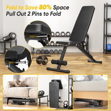 Load image into Gallery viewer, Adjustable Weight Bench for Home Gym, 600LBS Capacity Foldable Workout Bench with 7 Backrest Positions for Full Body Exercise, Compact for Small Spaces, Incline Decline Flat Bench with Quick Adjustment &amp; Easy Folding
