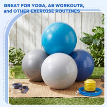 Load image into Gallery viewer, Leyndo 4 Pcs 26 Inch Yoga Exercise Ball Pilates Pregnancy Birthing Fitness Ball-(Blue Gray Set)
