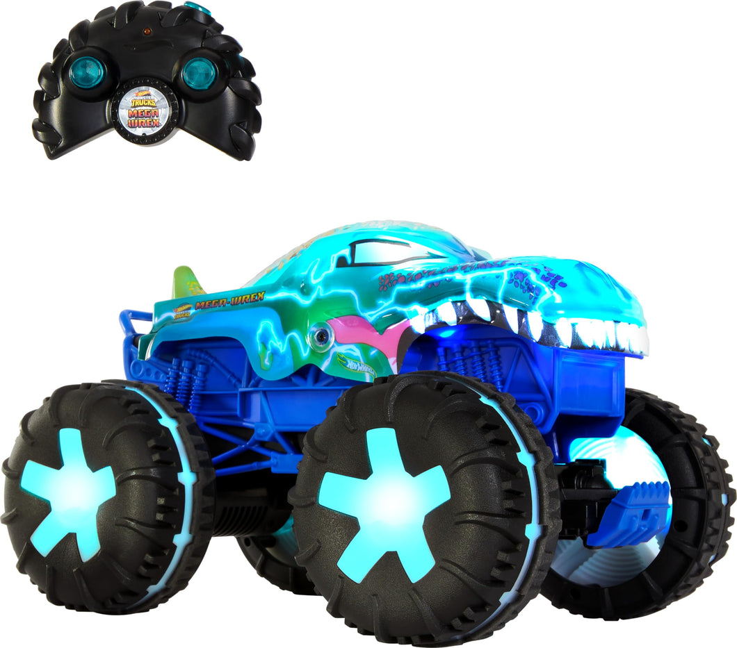 Hot Wheels Toy Truck Monster Trucks RC, Oversized Remote-Control Mega-Wrex Alive in 1:15 Scale, 3 Modes of Play