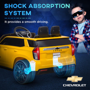 Chevrolet Tahoe Licensed Kids Ride on Car, 12V Battery Powered Kids Electric Car with Remote Control, Yellow