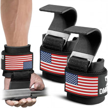 Load image into Gallery viewer, DMoose Fitness Weight Lifting Hooks for Men &amp; Women (Pair) - (American)
