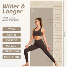 Load image into Gallery viewer, PAIDU Large Yoga Mat, 72" x 36" x 2/5"（10MM） Thick Non-Slip Exercise Mat, SGS-Certified POE Material, Ideal for Home Gym, Yoga, Pilates, Fitness Workouts &amp; Floor Mat (Beige - LOGO)
