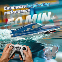 Load image into Gallery viewer, Shark RC Racing Boat for Kids &amp; Adults,2.4GHz High Speed Remote Control Boat W/ Dual Battery 50 Min Runtime, Shining Blue

