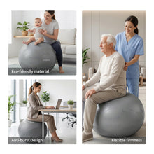 Load image into Gallery viewer, FITMIND Extra Thick Yoga Ball with Training Instruction, Anti-Burst Slip Resistant Exercise Ball -Grey
