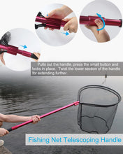 Load image into Gallery viewer, Facikono Large Rubber Fishing Net Heavy Duty Extra Large Landing Net for Saltwater Aluminum Fishing Net Telescoping Handle with 6pcs Soft Jig Swimbait, Extends to 72-94in
