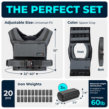 Load image into Gallery viewer, Weighted Vest 60lb Space Gray Removable Iron Weights for Men and Women Workout for Calisthenics and Fitness Sport Training

