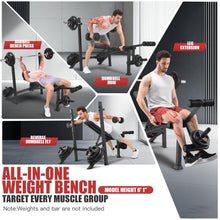 Load image into Gallery viewer, ANCHEER 900LBS Weight Bench Set with Squat Rack, Adjustable Bench Press Set with Leg Extension and Leg Curl, Flat Incline Decline Workout Bench for Home Gym Full Body Strength Training
