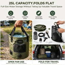 Load image into Gallery viewer, Portable Shower for Camping, 8000mAh Rechargeable Pump with LED Temperature &amp; Battery Display, 25L Collapsible Bucket, 5 Levels Spray, IPX8 Waterproof, USB-C Charging, Camp Shower for Indoor Outdoor
