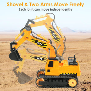 Remote Control Excavator Toy 2 Batteries RC Excavators Sandbox Digger Hydraulic Construction Toys Vehicles