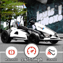 Load image into Gallery viewer, sopbost 24V 10Ah Electric Go Kart with Drifting Function for Big Kids Age 6+, 2WD Ride On Car - White
