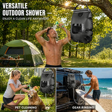 Load image into Gallery viewer, KIPIDA Solar Shower Bag, 2 Pack 5 gallons/20L Heating Camping Shower Bag Solar with Removable Hose and On-Off Switchable Head for Beach Swimming Outdoor Traveling Hiking (Black)
