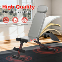 Load image into Gallery viewer, XDDIAS Workout Bench, 10 Backrests Adjustable Weight Bench with Extended Headrest, 800LBS Foldable Weight Bench for Home Gym, Incline Decline Flat Bench Compact for Small Space Training, Gray
