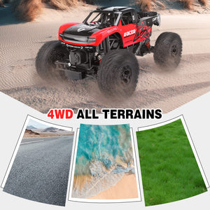 Remote Control Monster Truck, 1:12 Scale 4WD Offroad Waterproof Trucks for Boys 8-12, Amphibious RC Car