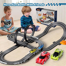Load image into Gallery viewer, Car Race Track Sets for Boys Kids, Battery or Electric Race Car Track with 4 High-Speed Slot Cars and 2 Hand Controller
