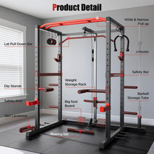 Load image into Gallery viewer, SPORTSROYALS Power Rack, Multi-Functional Power Cage, Squat Rack with Pulley System &amp; LAT Pull Down
