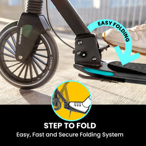 Two Wheel Scooters for Big Kids Ages 8-12, Teens and Adults. Manual Kick Scooter with Disc Brake, Rubber Mat