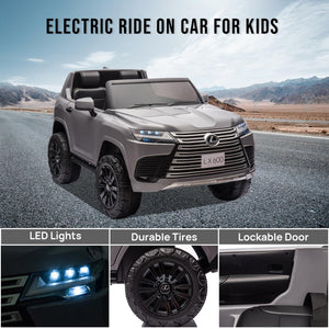 24V 2 Seater Ride on Car, Licensed Lexus LX600 Electric Car with Remote Control, 20" Width Seat, LED Lights, Key Start (Grey)