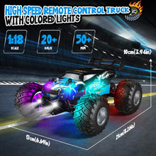 Load image into Gallery viewer, Remote Control Car, All Terrain Remote Control Truck for Boy, 2.4GHz Rc Car with Bodylight and Two Rechargeable Batteries
