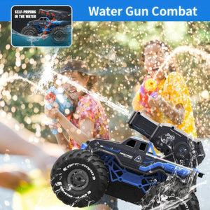 1:16 4WD Remote Control Monster Truck All Terrain Amphibious RC Car Boat with Water Spray Gun Two Batteries Waterproof