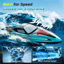 Load image into Gallery viewer, Brushless RC Boat for Adults, 34MPH Extra-Long 19&quot; High Speed Remote Control Boats with 3S (11.1V) Battery, LED Lights, Self-Righting
