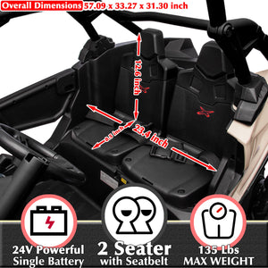 Maverick X3 24V Kids UTV 2 Seater Ride On Car with Remote Control 4WD Off-Road Buggy SxS Electric Vehicle, Black
