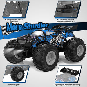 Remote Control Car, All-Terrain Remote Control Truck for Boys, Rechargeable Rc Truck with LED, 1:20, 10KM/H, 2 Motors, 2.4GHZ