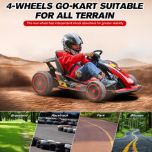 Load image into Gallery viewer, 24V Kid Go Kart, Drifting Car, 7AH Battery Powered Electric Vehicle, w/150 * 2 Motors, Soft Start, Music, Grey
