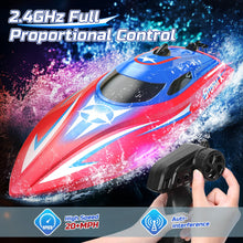 Load image into Gallery viewer, Full Proportional Remote Control Boat for Kids &amp; Adults, 20MPH+ High-Speed Waterproof RC Boat, 2 Battery(30 Mins), 2.4GHz
