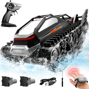 RC Tank - Amphibious Remote Control Car, Gesture Sensing RC Stunt Tank with 2 Rechargeable Batteries, 2.4GHz