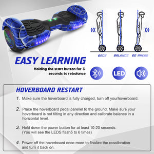 Spider-Pattern Hoverboard for Kids Ages 6-12, with Bluetooth Speaker and LED Lights 6.5" Hover Board, UL2272 Safety Certified (Blue)