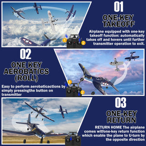 4 Channel RC Plane - Ready to Fly Aerobatic Aircraft, Easy Control for Beginners, F4U Corsair RC Airplane Best Gift for Kids