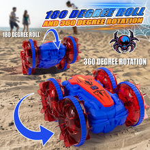 Load image into Gallery viewer, Remote Control Amphibious Gesture RC Boat Car - 4WD Waterproof Stunt Vehicle With LED Lights, Water Beach Pool Toys (Blue &amp; Red)
