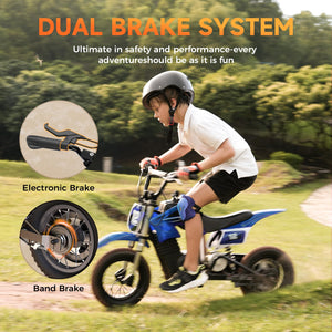 A12 Electric Dirt Bike for Kids Ages 3-10,350W Kids Electric Motorcycle 15.5 MPH MAX, 14 Miles Max Range