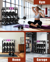 Load image into Gallery viewer, Logicexplore Dumbbell Rack, Heavy Duty Weight Storage Rack with Adjustable Width, Non-Slip &amp; Floor-Friendly, Home Gym Organizer for Strength Training Equipment (Black)
