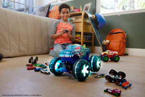 Hot Wheels Toy Truck Monster Trucks RC, Oversized Remote-Control Mega-Wrex Alive in 1:15 Scale, 3 Modes of Play