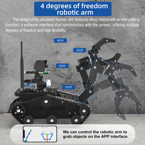 Smart Robot Car Kit with Robotic Arm HD Camera for Mega 2560, Utility Intelligent Tank Chassis Robotics Vehicle